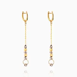 گوشواره طلا 18 عیار زنانه زنجیری مدل آویز گوی و مکعب کد ER0213