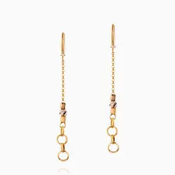 گوشواره طلا 18 عیار زنانه زنجیری مدل آویز گوی و حلقه کد ER0251