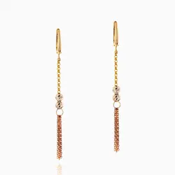 گوشواره طلا 18 عیار زنانه زنجیری مدل گوی و ریسه کد ER0215