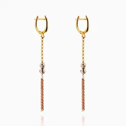 گوشواره طلا 18 عیار زنانه زنجیری مدل گوی و ریسه کد ER0215