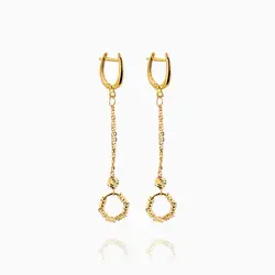 گوشواره طلا 18 عیار زنانه زنجیری مدل گوی وحلقه کد ER0200