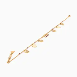 پابند طلا 18 عیار زنانه زنجیری مدل گوی و پولک طرح دار کد AL0061