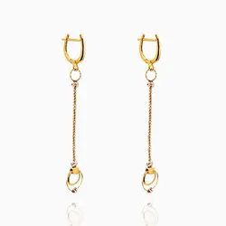 گوشواره طلا 18 عیار زنانه زنجیری مدل آویز دایره و گوی کد ER0188