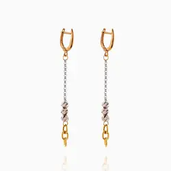 گوشواره طلا 18 عیار زنانه زنجیری مدل آویز گوی و حلقه کد ER0254