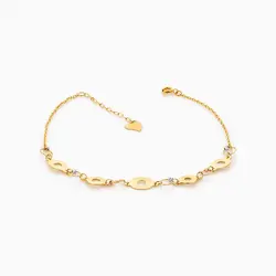 پابند طلا 18 عیار زنانه زنجیری مدل گوی و پولک طرح دار کد AL0049