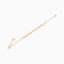 پابند طلا 18 عیار زنانه زنجیری مدل گوی و پولک طرح دار کد AL0049