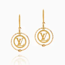 گوشواره طلا 18 عیار زنانه مدل حلقه ای LV کد ER0098