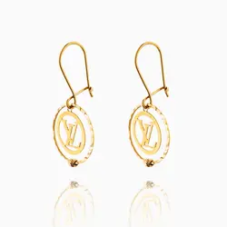 گوشواره طلا 18 عیار زنانه مدل حلقه ای LV کد ER0098