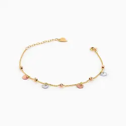 دستبند طلا 18 عیار زنانه زنجیری مدل گوی و پولک شش ضلعی کد BL0203