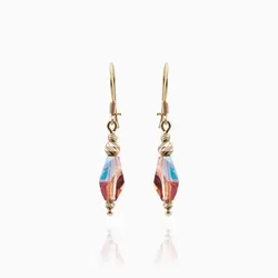 گوشواره طلا 18 عیار دخترانه مدل کریستال قهوه ای کد ER0018