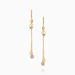 گوشواره طلا 18 عیار زنانه زنجیری مدل آویز گل کد ER0227