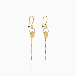 گوشواره طلا 18 عیار زنانه مدل آویز با پلاک گل کد ER0114