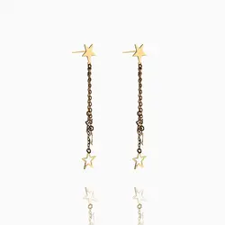 گوشواره طلا 18 عیار دخترانه فانتزی مدل آویز ستاره دار کد ER0048