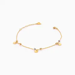 دستبند طلا 18 عیار زنانه زنجیری مدل گوی و آویز پولک کد BL0268