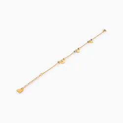 دستبند طلا 18 عیار زنانه زنجیری مدل گوی و آویز پولک کد BL0268