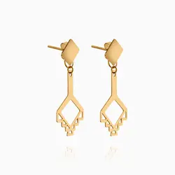 گوشواره طلا 18 عیار زنانه مدل آویز طرح دار کد ER0325