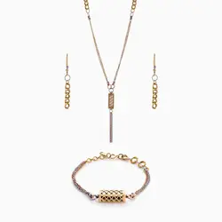 سرویس طلا 18 عیار زنانه زنجیری مدل فانوس کد ST0063