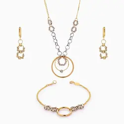 سرویس طلا 18 عیار زنانه زنجیری مدل حلقه و گوی با آویز کد ST0196