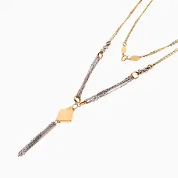 سرویس طلا 18 عیار زنانه زنجیری مدل گوی و زنجیر با آویز مربع کد ST0192