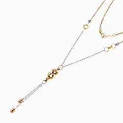 سرویس طلا 18 عیار زنانه زنجیری مدل حلقه و گوی باآویز طرح دار کد ST0199
