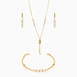 سرویس طلا 18 عیار زنانه زنجیری مدل آلبرنادو کد ST0091