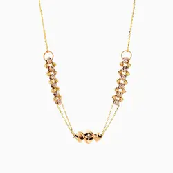 گردنبند طلا 18 عیار زنانه زنجیری مدل گوی و حلقه با آویز طرح دار کد NL0283