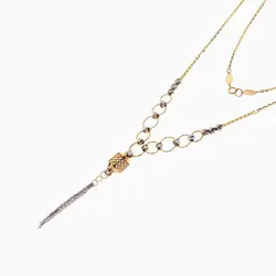 گردنبند طلا 18 عیار زنانه مدل حلقه و گوی وآویز فانوس کد NL0206