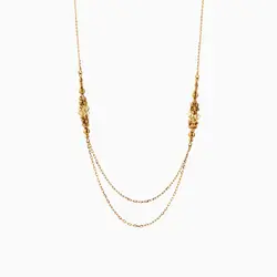 گردنبند طلا 18 عیار زنانه زنجیری مدل سینه ریز دو رج با گوی کد NL0299