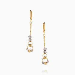 گوشواره طلا 18 عیار زنانه زنجیری مدل گوی و حلقه کد ER0234