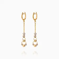 گوشواره طلا 18 عیار زنانه زنجیری مدل گوی و حلقه کد ER0234