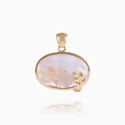 مدال طلا 18 عیار زنانه با سنگ مرمر مدل کلاسیک با برگ کد PD0004