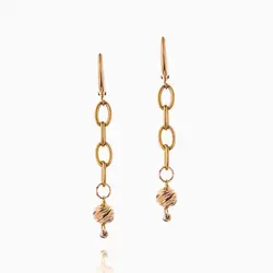 گوشواره طلا 18 عیار زنانه اسپرت مدل آویز زنجیر و گوی کد ER0246