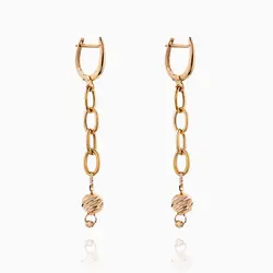 گوشواره طلا 18 عیار زنانه اسپرت مدل آویز زنجیر و گوی کد ER0246