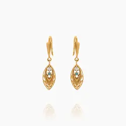 گوشواره طلا 18 عیار زنانه با نگین اتمی مدل اسلیمی طرح برگ کد ER0156