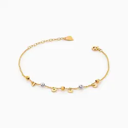 دستبند طلا 18 عیار زنانه زنجیری مدل گوی و پولک کد BL0202