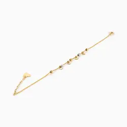 دستبند طلا 18 عیار زنانه زنجیری مدل گوی و پولک کد BL0202
