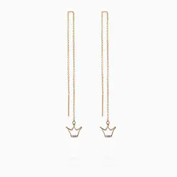 گوشواره طلا 18 عیار دخترانه فانتزی مدل بخیه ای طرح تاج کد ER0036