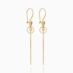 گوشواره طلا 18 عیار زنانه فانتزی مدل ستاره با آویز کد ER0229