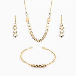 سرویس طلا 18 عیار زنانه زنجیری مدل گوی و مکعب کد ST0146