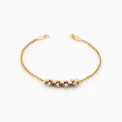 سرویس طلا 18 عیار زنانه زنجیری مدل گوی و مکعب کد ST0146
