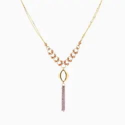 سرویس طلا 18 عیار زنانه زنجیری مدل حلقه و گوی با آویز چشم کد ST0185