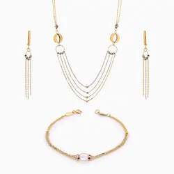 سرویس طلا 18 عیار زنانه زنجیری مدل سینه ریز گوی و حلقه کد ST0204