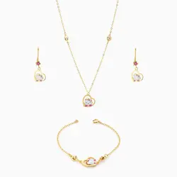 سرویس طلا 18 عیار بچه گانه با سنگ مینا مدل کیتی کد ST0071