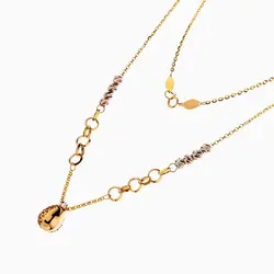 سرویس طلا 18 عیار زنانه زنجیری مدل حلقه ای با آویز طرح دار کد ST0134