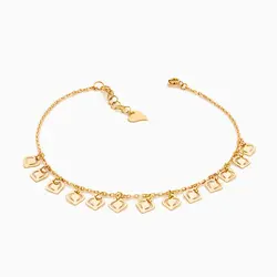 پابند طلا 18 عیار زنانه زنجیری مدل آویز پولک طرح دار کد AL0066