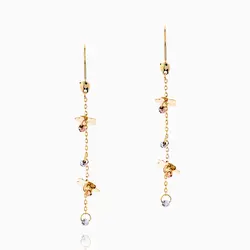 گوشواره طلا 18 عیار زنانه زنجیری کد ER0127 مدل آویزگوی پولک گل