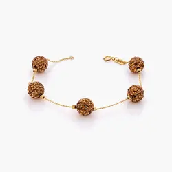 سرویس طلا 18 عیار زنانه زنجیری با سنگ اتمی مدل گوی نگین دار کد ST0094