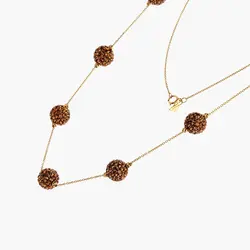 سرویس طلا 18 عیار زنانه زنجیری با سنگ اتمی مدل گوی نگین دار کد ST0094