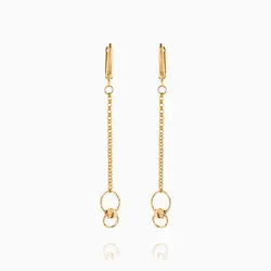 گوشواره طلا 18 عیار زنانه زنجیری مدل حلقه و گوی کد ER0240