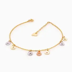 پابند طلا 18 عیار زنانه زنجیری مدل آویز پولک قلب کد AL0087